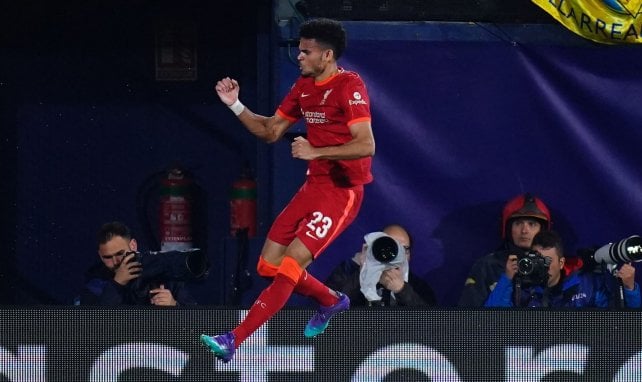 Luis Díaz celebra un gol con el Liverpool