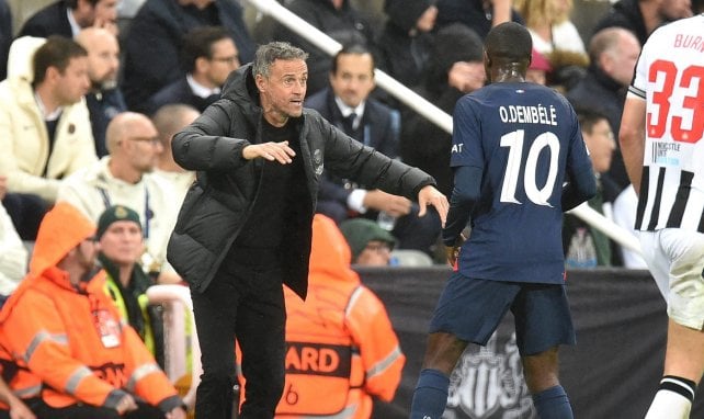 Dembélé y Luis Enrique con el PSG