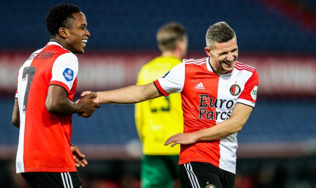 La alegría de Luis Sinisterra con el Feyenoord