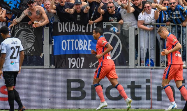 Luis Muriel celebrando un tanto con la Atalanta