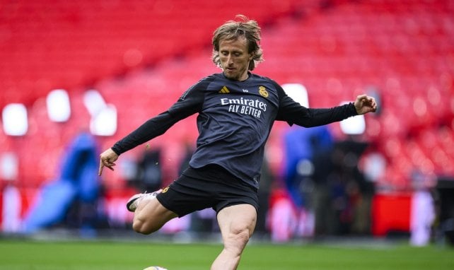 Luka Modric en un entrenamiento del Real Madrid