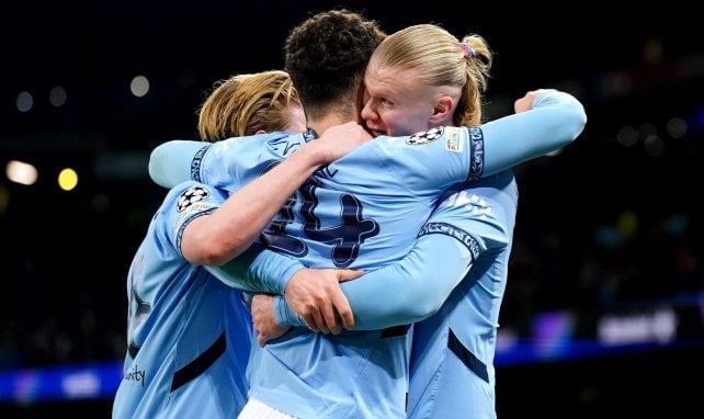 Los jugadores del Manchester City celebran