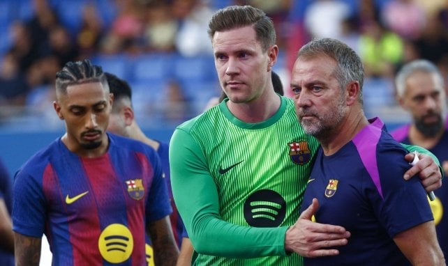Ter Stegen y Hansi Flick con el Barça