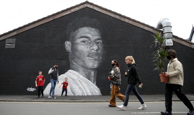 Un mural de Marcus Rashford en el barrio de Withington en Manchester