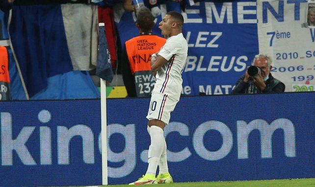 Kylian Mbappé celebrando su gol contra Bélgica