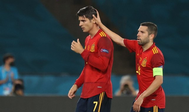 Álvaro Morata y Jordi Alba con la selección española