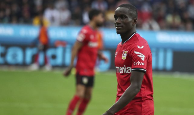 Moussa Diaby, en acción con el Bayer Leverkusen