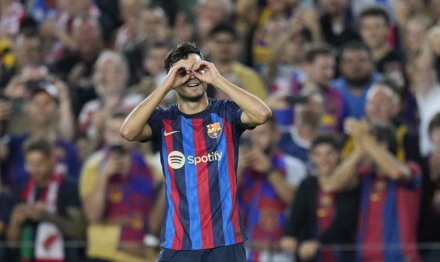 Pedri celebra un gol con el FC Barcelona