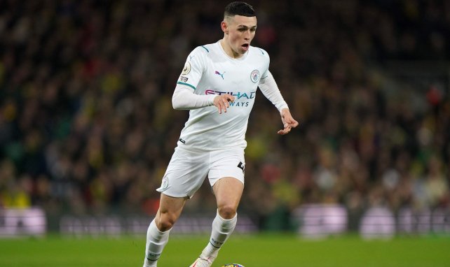 Phil Foden en acción con el Manchester City. 