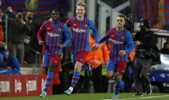 Ousmane Dembélé festeja su gol con el FC Barcelona