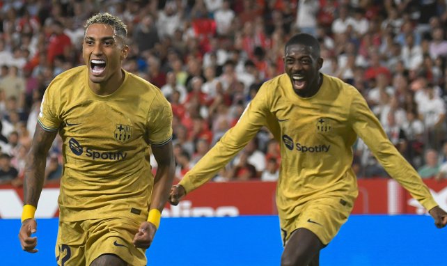 Raphinha celebra su gol en Sevilla