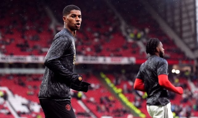 Marcus Rashford con los colores del MU