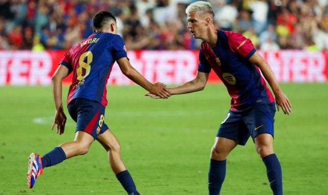 Pedri y Dani Olmo con el FC Barcelona