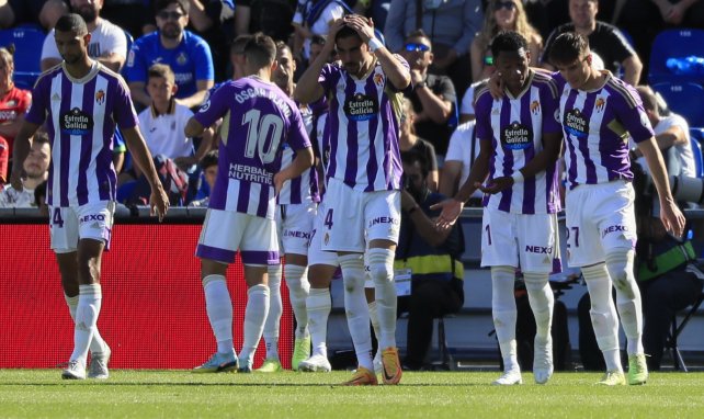 Los jugadores del Real Valladolid celebran un gol