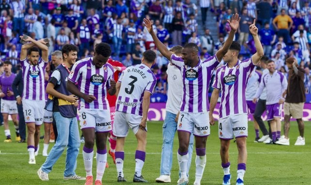 La alegría de los jugadores del Real Valladolid