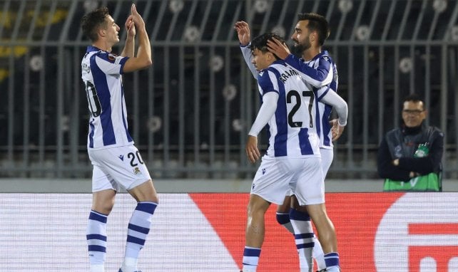 Los jugadores de la Real Sociedad celebran