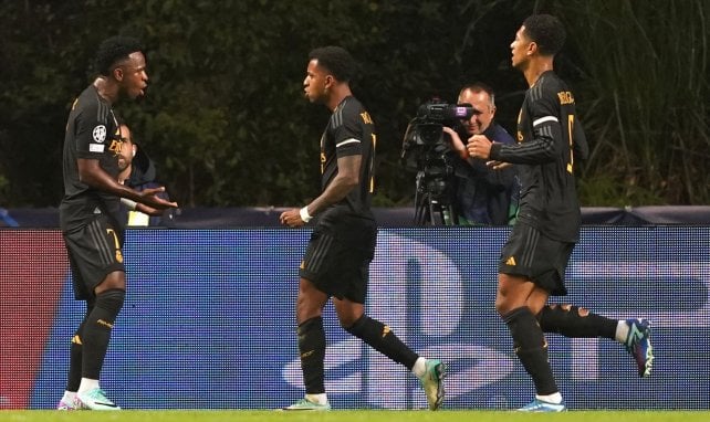 El Real Madrid celebra su primer gol en Braga