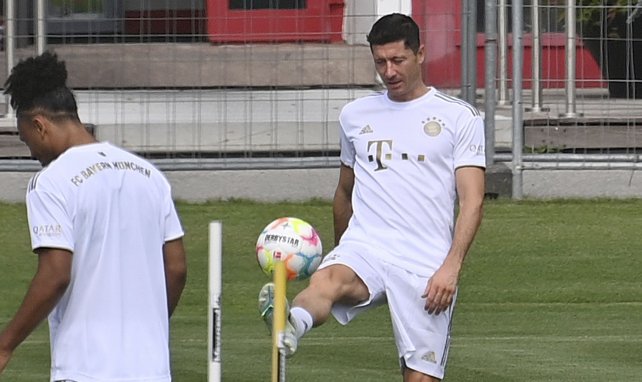 Robert Lewandowski en un entrenamiento