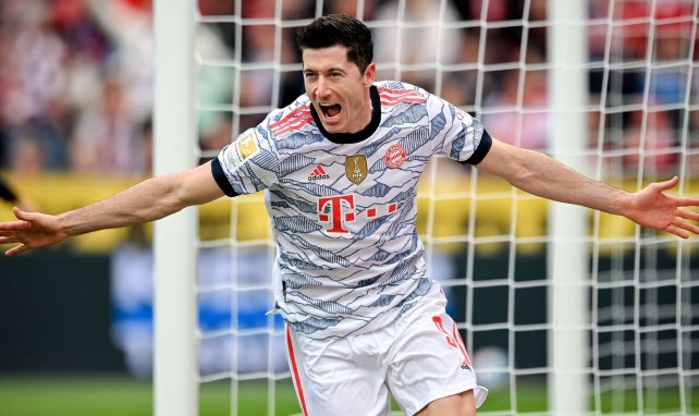 Robert Lewandowski festeja una diana con el Bayern Múnich
