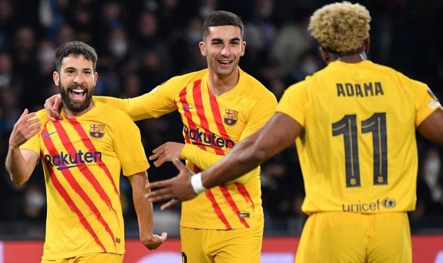 Los jugadores del FC Barcelona celebran un gol