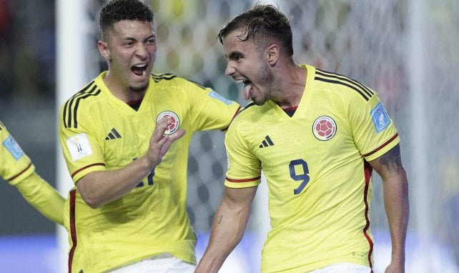 Tomás Ángel celebra un gol con Colombia Sub'20