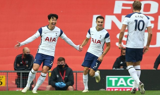 Heung-min Son celebra una diana con el Tottenham Hotspur