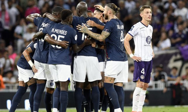 El PSG celebra uno de sus goles ante el Toulouse
