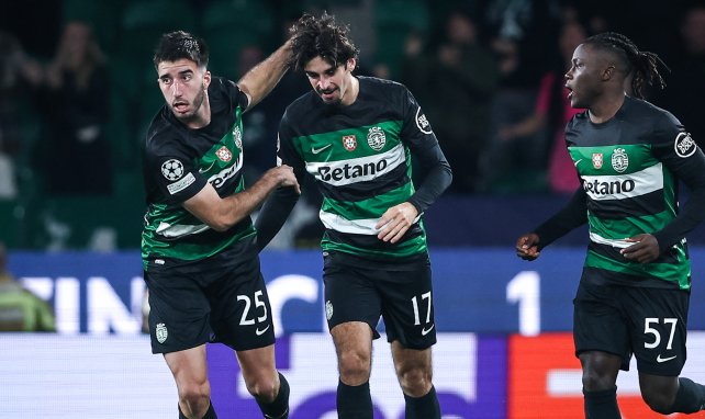 Francisco Trincão celebra un gol con el Sporting de Portugal