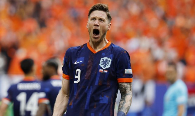 Wout Weghorst celebra un gol con Países Bajos