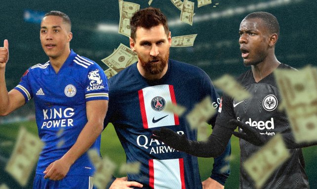 Youri Tielemans, Leo Messi y Evan Ndicka